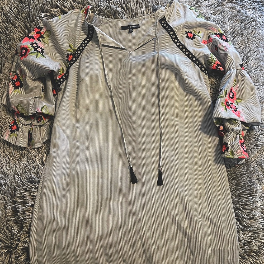 Sangria Embroidered Blooming Happy Dress